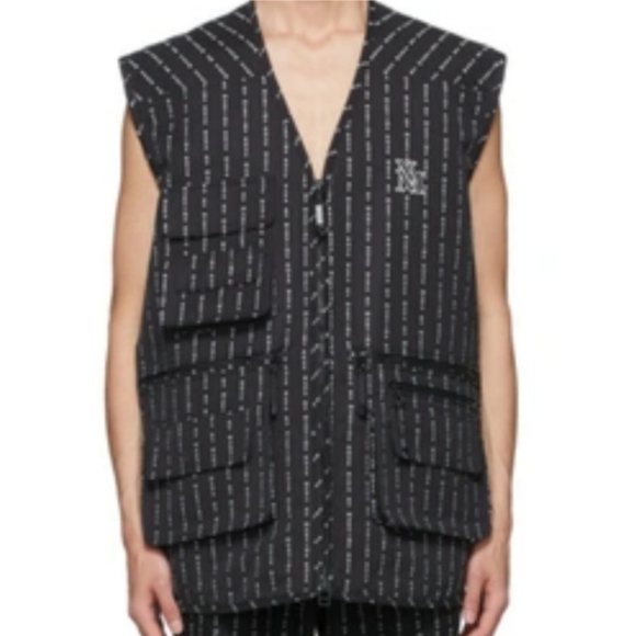 NAPA by Martine Rose Utility Vest Logo All Over Black White Size M Streetwear